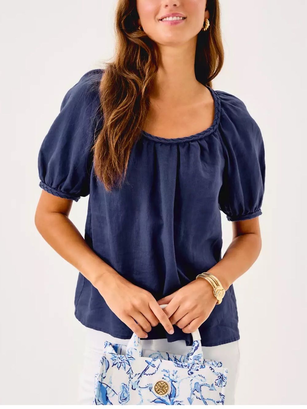 Lilly Pulitzer Calais Short Sleeve Linen Top